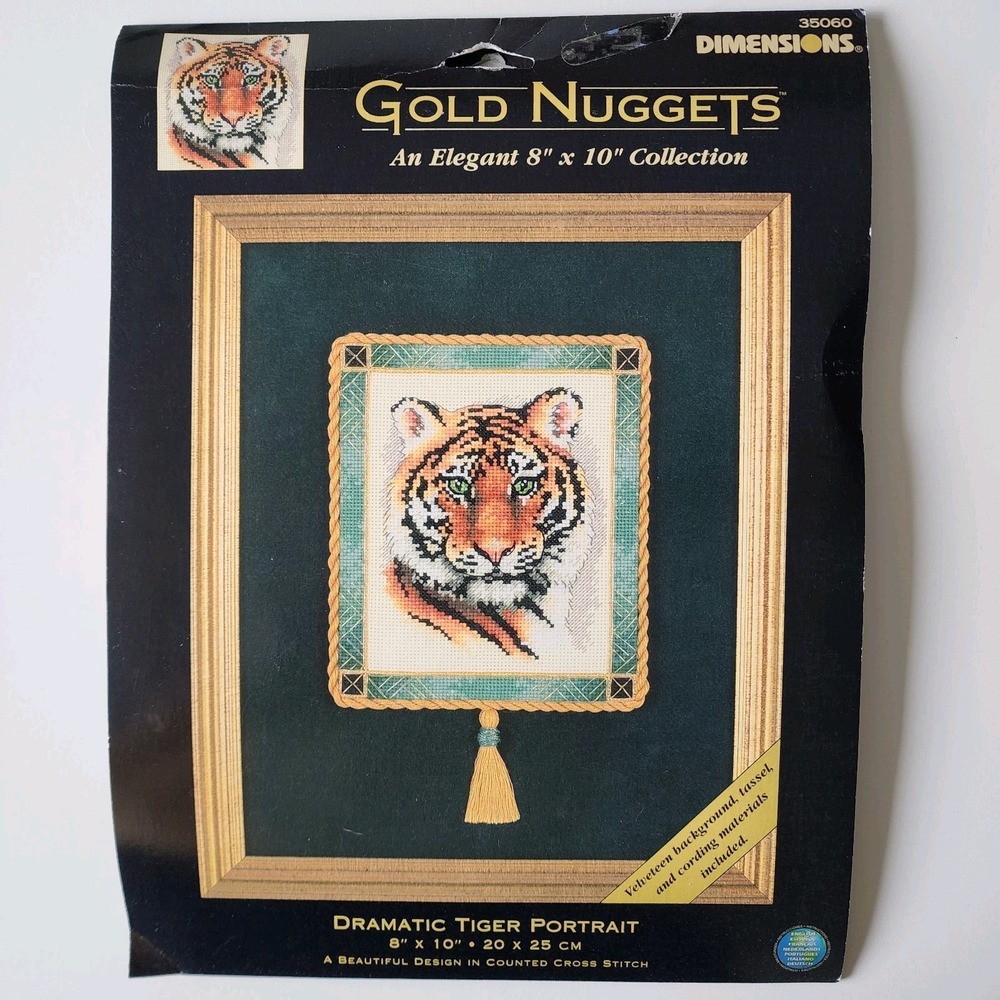 Dimensions Dramatic Tiger Portrait Counted Cross Stitch Kit‎ #35060 Cat NEW 2001
